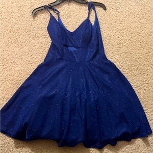 City Studio Blue Spaghetti Strap Mini Dress for homecoming